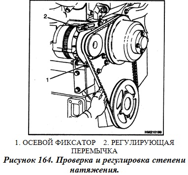 Проверка и регулировка степени натяжения ремней двигателя Перкинс(Perkins) экскаватора-погрузчика JCB 3CX, JCB 4CX